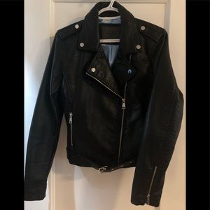 Vegan faux leather motorcycle jacket